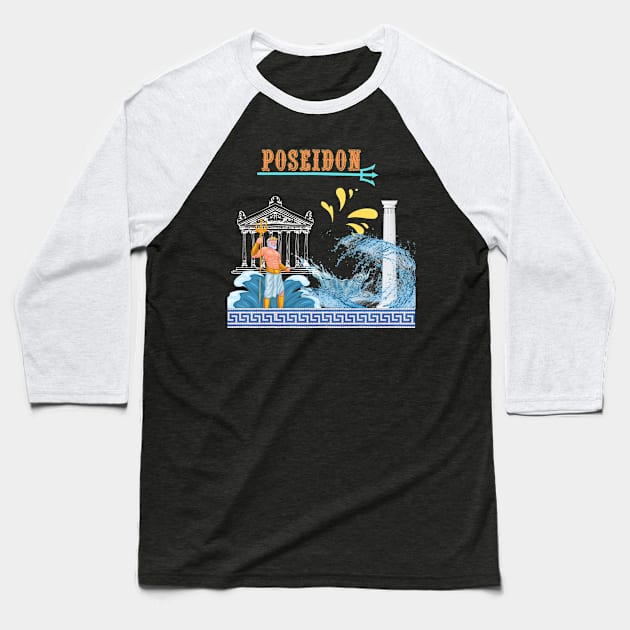 Poseidon Baseball T-Shirt by TASKARAINK